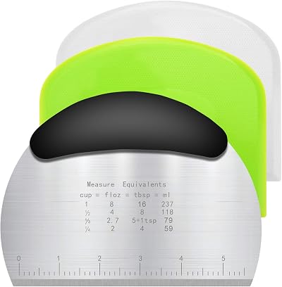 Vicloon 3 Dough Scraper Set Stainless Steel Plastic Pastry Cutter Chopper Bread