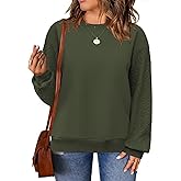 DOLNINE Plus-Size-Sweatshirts for Women Casual Crewneck Tops Cable Knit Sleeve Loose Fit Pullover Shirts XL-5XL