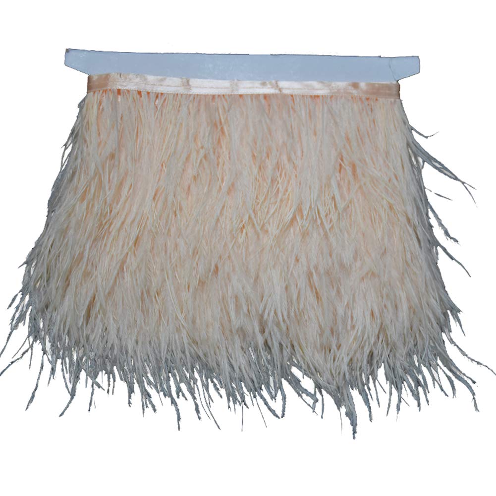 KOLIGHT Pack of 1.8m Natural Dyed Ostrich Feathers (9~12cm) Trim Fringe for DIY Dress Sewing Crafts Costumes Decoration (Champagne)