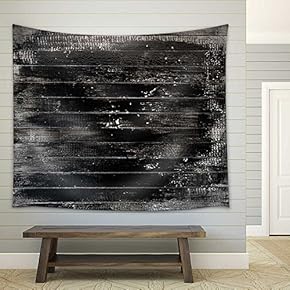White Wooden Plank Painted Black - Fabric Wall Tapestry Home Decor - 51x60 inches