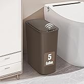 Cesun Bathroom Trash Can with Lid, 5 Gallon Motion Sensor Trash Can, Small Automatic Garbage Can, Touchless Smart Plastic Slim Wastebasket for Bedroom, Office, rv, Living Room, Brown
