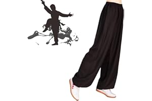 Tai Chi Pants,Taekwondo Pants,Karate Martial Arts Pant Kung Fu Loose Trousers for Men Women(Size:XL,Color:A)