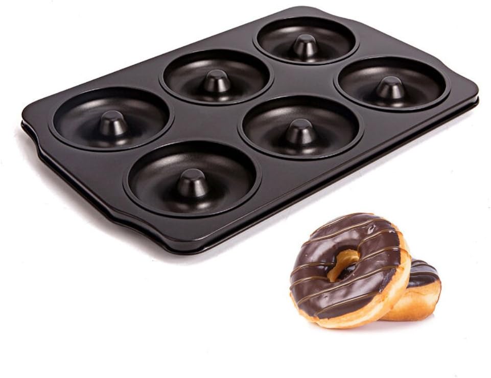 Forvel 6-Cavity [Non-Stick] Metallic Large Donut Pan Bagel Baking Mold - Easy Home Chocolate Doughnut Maker