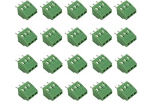 Hxchen 3-Pin 2.54mm Pitch 150V 6A PCB Mount Screw Terminal Block Connector - (20 Pcs)