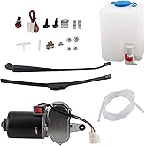 Electric Windshield Wiper Assembly Kit, KIMISS Electric UTV Windshield Wiper Kit Motor Blade Arm Water Spout Pot Hose for UTV