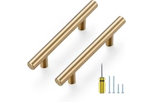Ravinte 30 Pack Kitchen Cabinet Handles Champagne Bronze 3 Inch Hole Center Stainless Steel Pulls for Dresser Drawer Cupboard Handles with Screwdriver, 5 Inch Length