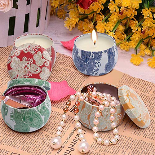Yinuo Mirror Scented Candles Gift Set, Natural Soy Wax 4.4 Oz Portable Travel Tin Candles Women Gift with Strongly Fragrance Essential Oils for Stress Relief and Aromatherapy - 4 Pack