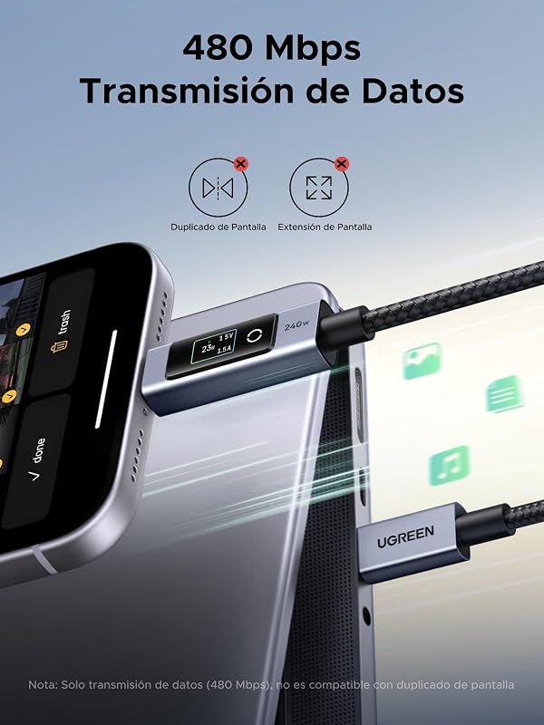 Cabo Nexode USB C PD 3.1 240W com Ecrã LED Digital (2M)