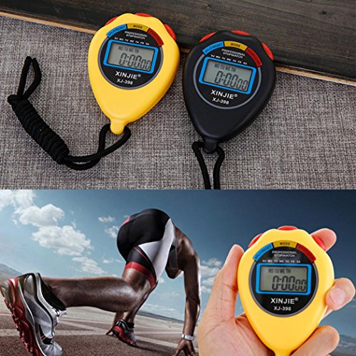 Digital Stopwatch Timer, Staron Digital Professional Handheld LCD Chronograph Waterproof Sports Stopwatch Timer Stop Watch (Yellow) - Thumbnail 2