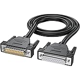 JUXINICE DB25 Male to Female Extension Cable 10FT, 26awg Tinned Copper Wires,Double-Shielded with Foil &amp;Metal Braid, D-SUB 25 PIN RS232 Serial Cable in Black