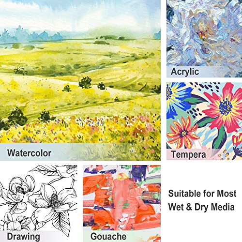 PHOENIX Watercolor Canvas Panels 11x14 Inch, 6 Pack 8 Oz Triple