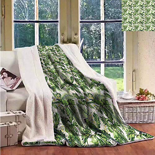 Sunnyhome Winter Quilt Green Palm Leaves Breadfruits Personalized Baby Blanket W59x31L