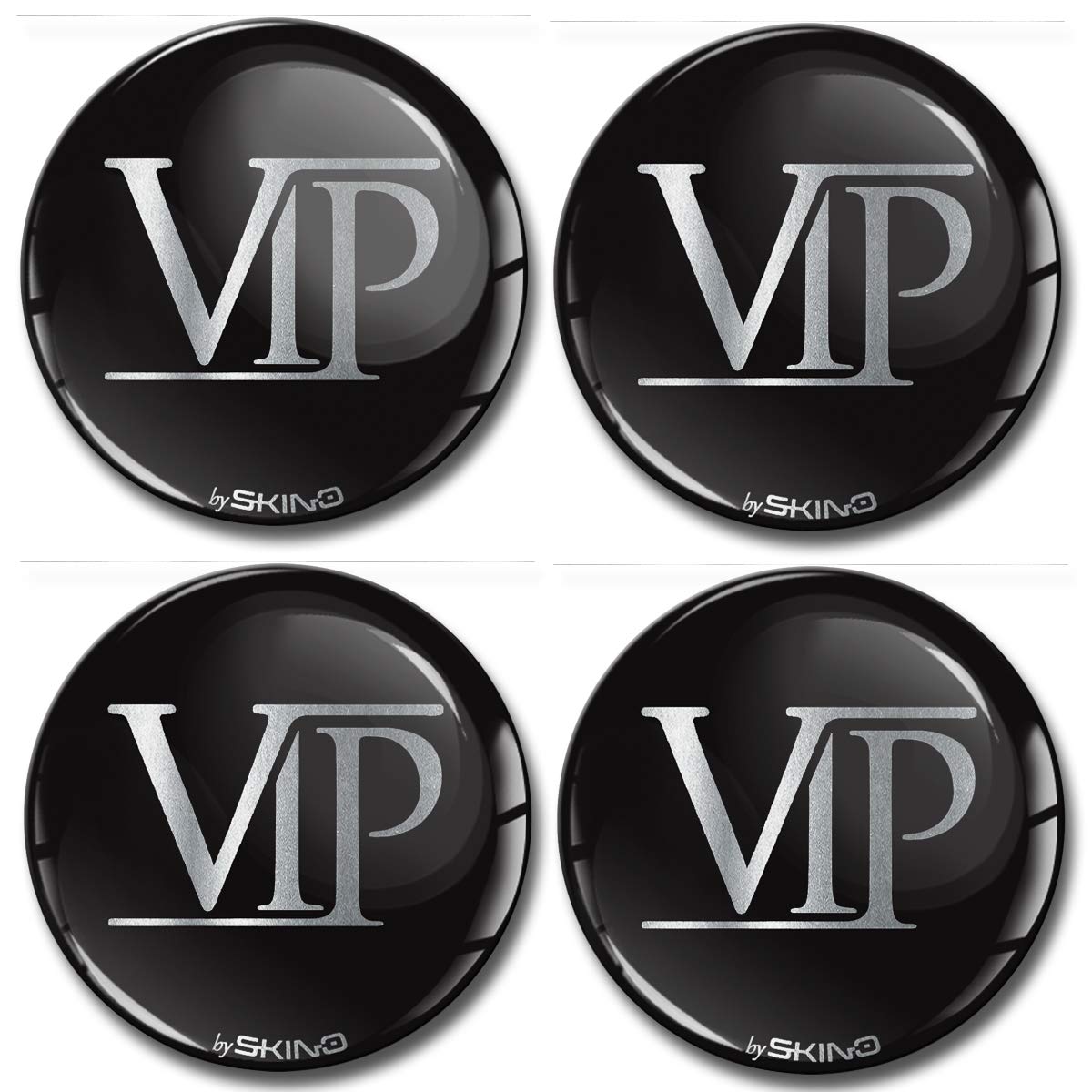 Biomar Labs® 4 x 68mm 3D Domed Car Wheel Centre Rims Hub VIP Stickers Decals For Caps Vehicle Auto Tuning Emblem A 6368