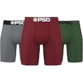 PSD Underwear Men's Xmas Solid Cotton Boxer Brief 3 Pack, Multi, M