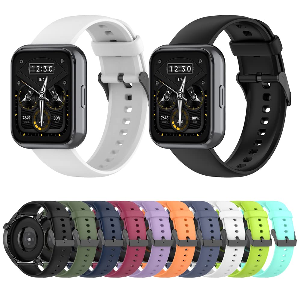 Tyogeephy Compatible with Realme Watch 3/Watch 2/Watch 2 pro/Watch S pro/Boat Watch Lite/Noise Colorfit Grand Bands, Soft Silicone Sport Strap for Men Women