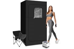 aledaras Portable Steam Sauna for Home Spa,Full Size Steam Room for Relaxation,600D Canvas Sauna Tent Personal Sauna Box with 3L &1000W Steamer,Foldable Chair,67.7"x 39.3"x 30.7",Black