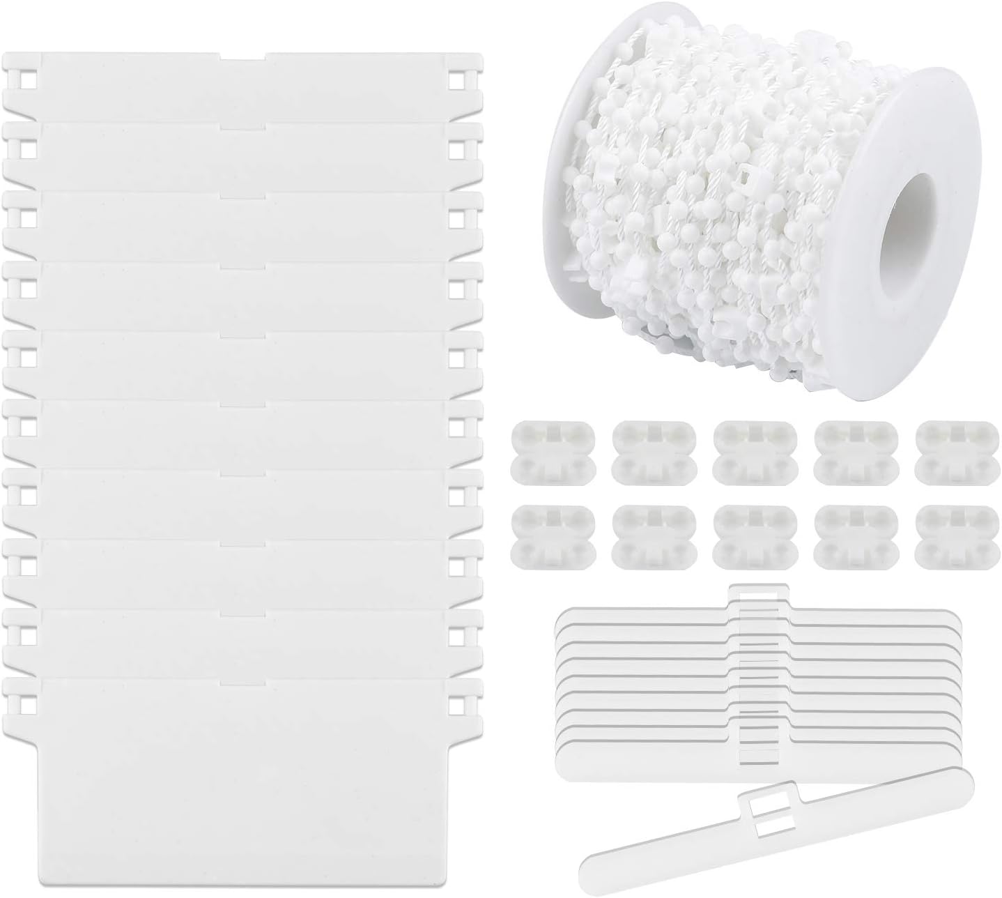 Gydandir Vertical Blind Accessories/Set,1 Roll 15 Meter/49 Feet Vertical Blind Bottom Chain 10 Pcs 89 mm White Bottom Weights Slats, 10 Pcs Top Hangers,10 Pcs Chain Connectors for 89 mm/3.5 Inch Slats