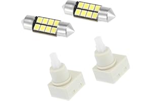 Partuto 2Pcs Dome Lamp Switch W/ 2Pcs White LED Bulbs 34404-SDA-A21 34404-SDA-A22D3 Roof Map Light Overhead Lights for Honda 