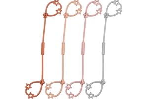 NEARBYME Toy Straps for Baby, 4 Pack Adjustable Stretchable Sippy Cup Straps, Sippy Bottles or Pacifier to Stroller, Highchair, Car Seat, Hanging Basket (4Pack, Blush/Muted/Clay/Gray)