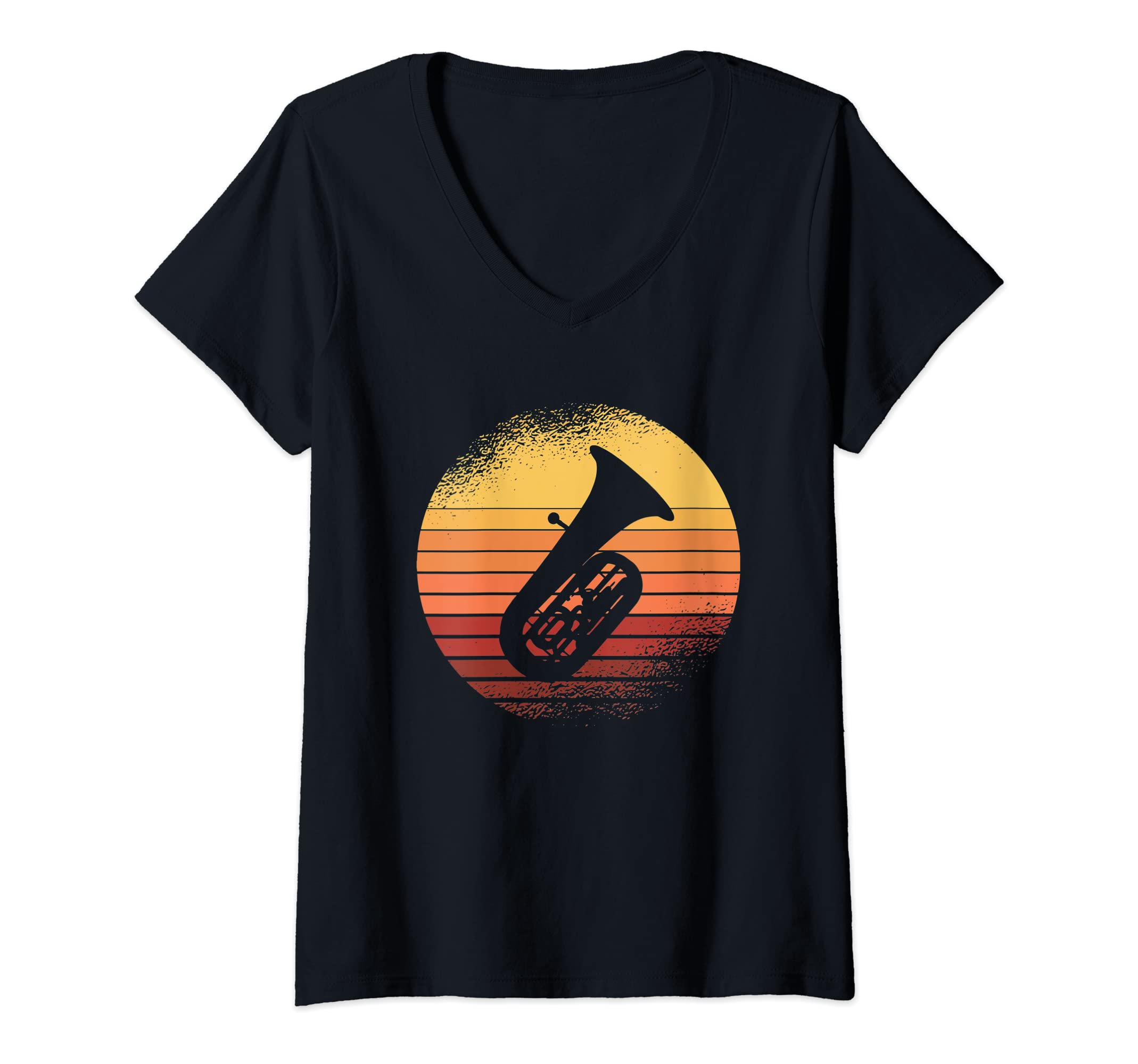 Womens Retro Sousaphone Tuba 70s Music Band Distressed I Sousaphone V-Neck T-Shirt