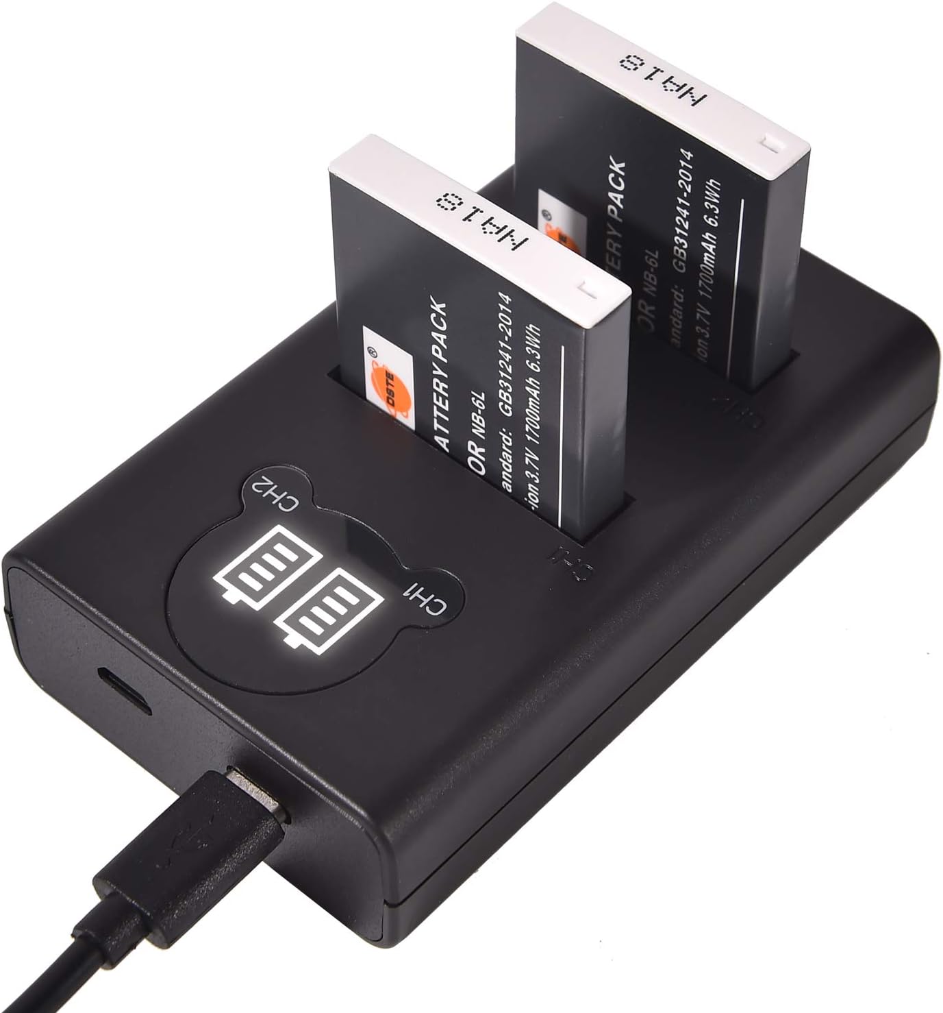 DSTE 2x NB-6L Replacement Battery + Dual USB Charger with LCD Display Compatible with NB-6LH and Canon PowerShot X500, SD3500 - Image 3