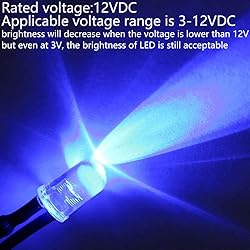 Gebildet 50pcs 3V-4.5V-5V-6V-7.5V-9V-12VDC 5mm Blue