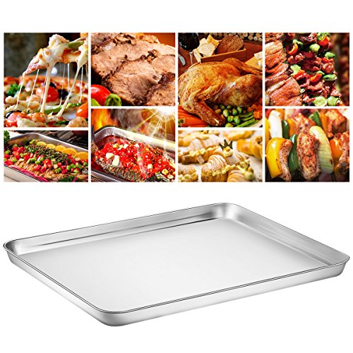 Baking Sheet Set of 4, Yododo Cookie Sheets Metal Stainless Steel Tray