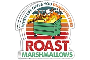 MAIANEY (3 Pcs) When Life Gives You Dumpster Fires Roast Marshmallows Sticker Funny Dumpster Fire Sticker Dumpster Fire Meme Stickers Humor Dumpster Fire Gift Decorations Laptop Bottle Window Car