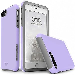 TEAM LUXURY iPhone 7 Plus case/iPhone 8 Plus case, [Clarity Series] Purple [G-II] Ultra Defender TPU + PC Shock Absorbent Protective Case - for Apple iPhone 7 Plus & 8 Plus 5.5" (Purple/Gray)