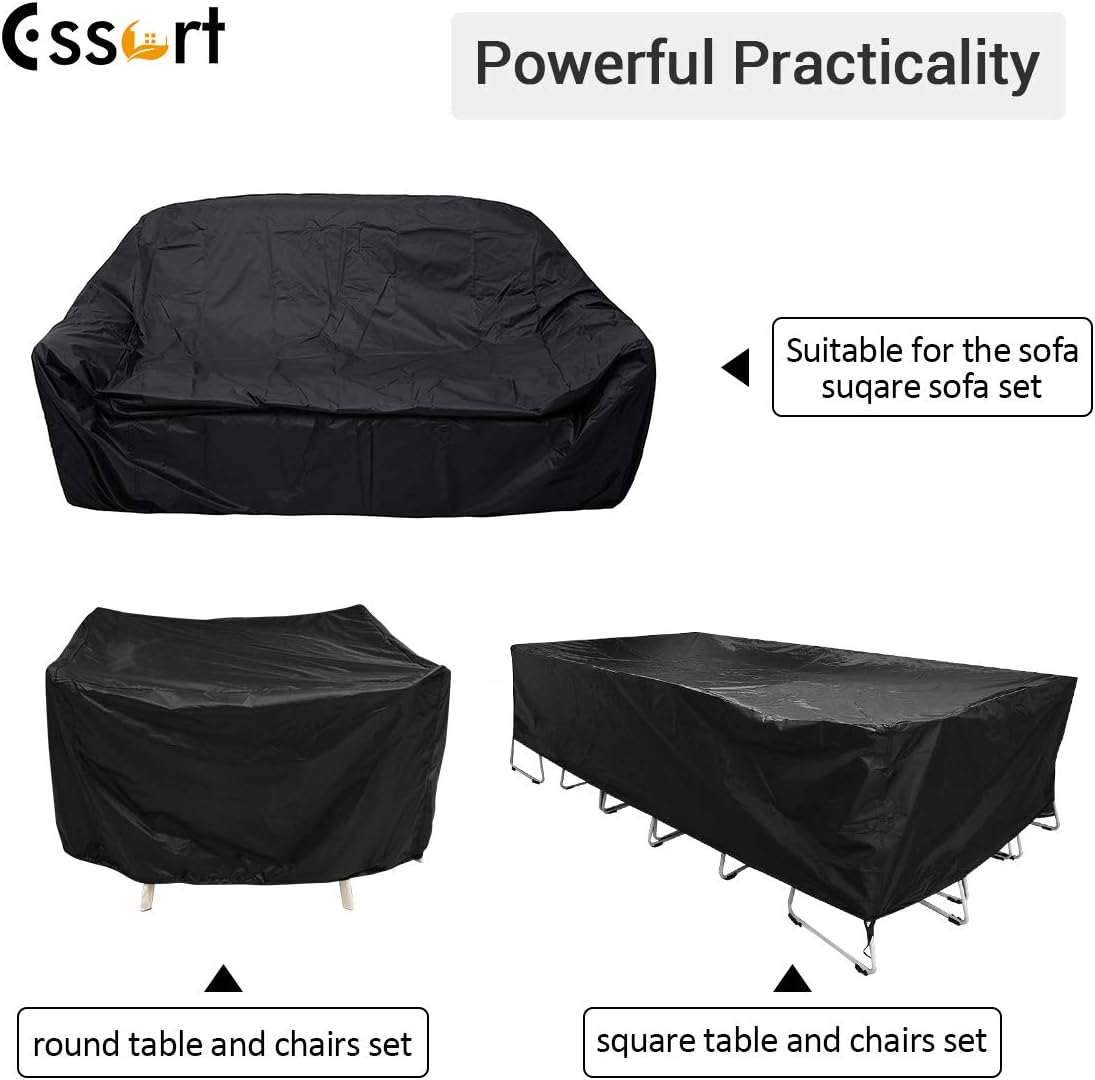 ESSORT Patio Furniture Covers, Extra Large Outdoor Furniture Set Covers Waterproof, Rain Snow Dust Wind-Proof, Anti-UV, Fits for 12 Seats (124"x63"x29" 210D) : Garden & Outdoor