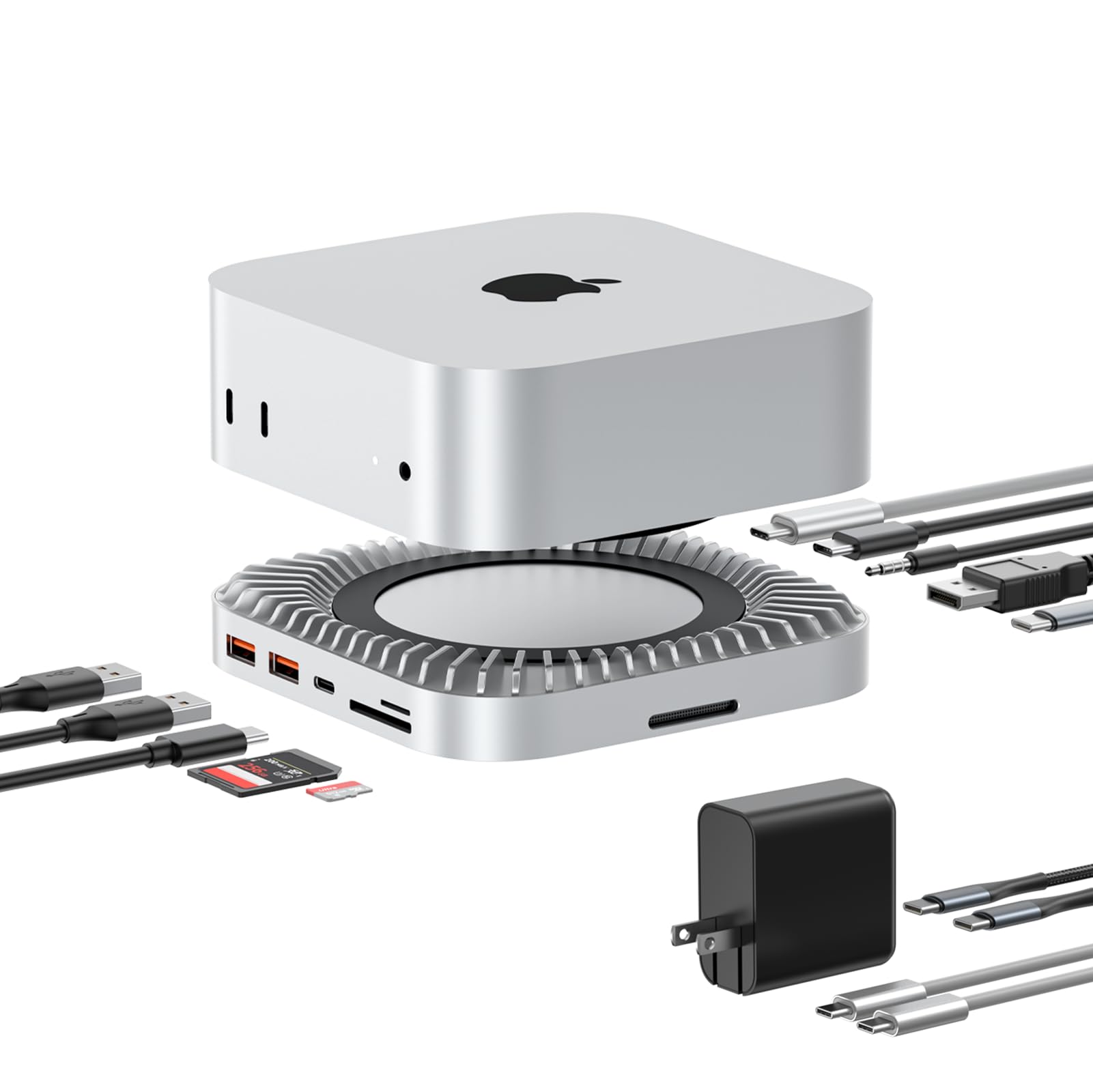 Photo 1 of 40G Mac mini M4 Dock & Stand with 8T NVMe SSD Enclosure, 11-in-1 USB 4 Mac mini Hub with 2X USB-A 3.2 10Gbps, USB-C 3.2 10Gbps, SD/TF 4.0, 65W Power Adapter, 8K DP Video Interface, 3.5mm Audio