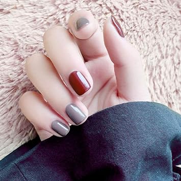 Brishow Lot De 24 Faux Ongles Carrés Couleurs Mélangées