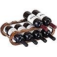 Navtcow Wine Rack and Water Bottle Organizer 2 in 1 for Cabinet and Countertop - Adjustable in 2 Sizes (Acacia Wood 2 Tier)