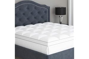 Sleep Mantra Full Size Cooling Bed Mattress Topper - Pillow-Top Thickness, Soft 100% Cotton Fabric, Breathable & Plush Quilted Down Fill, Deep Pocket fit for Bed Mattress 8-20 inch, White