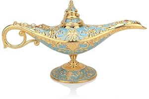LIABI Legend Aladdin Lamp Magic Genie Wishing Light, Classic Arabian Nights Costume Props Lamp Table Decor for Home Wedding Party Halloween Birthday Beautiful Gift Toy for Women Girl (Lake Blue)