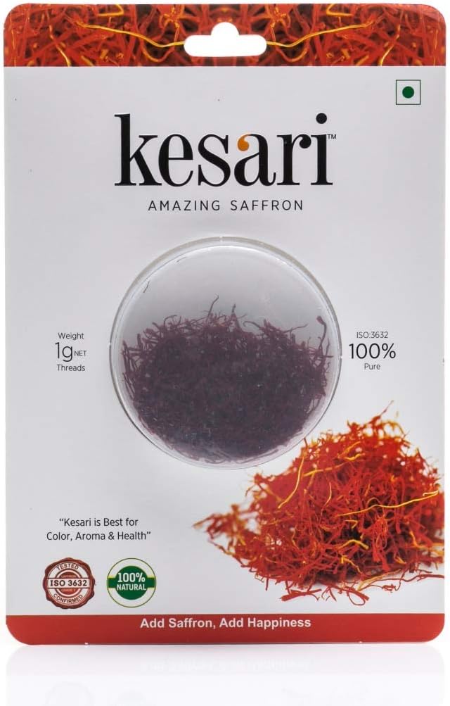 Afghan Saffron (Supreme Quality) from Kesari 100% Pure & Original Saffron (1 Gram), Non-GMO, Vegan