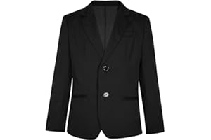 YONGHS Boys Long Sleeve Formal Blazer Notched Lapel Single Breasted Suit Jacket for Kids