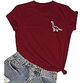 ROSEPARK Women Cute Dinosaur Graphic T-Shirts Teen Girls Funny Tees