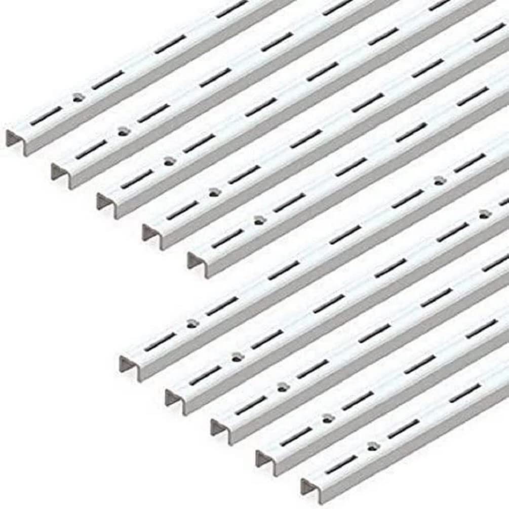 Emuca - Single Slot Wall Rail (Grid Dimension: 50mm), Profile for Shelf Brackets, White, L 1000mm, Set of 10 Pieces