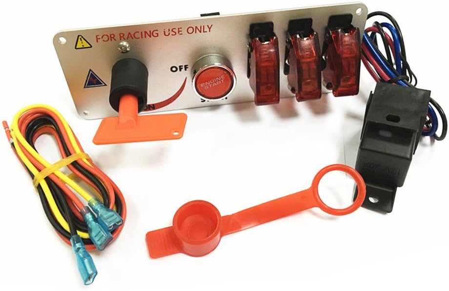 Vennas Flip-up Start Ignition Toggle Switch Switch Panel Button SPST DIY Car Modification Switch Accessories for Racing Sport Competitive Car with Red LED Indicator