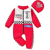 KOZBY 0-24 Months Baby Boy Romper Race Car Outfit Infant Long Sleeves Zipper Jumpsuit