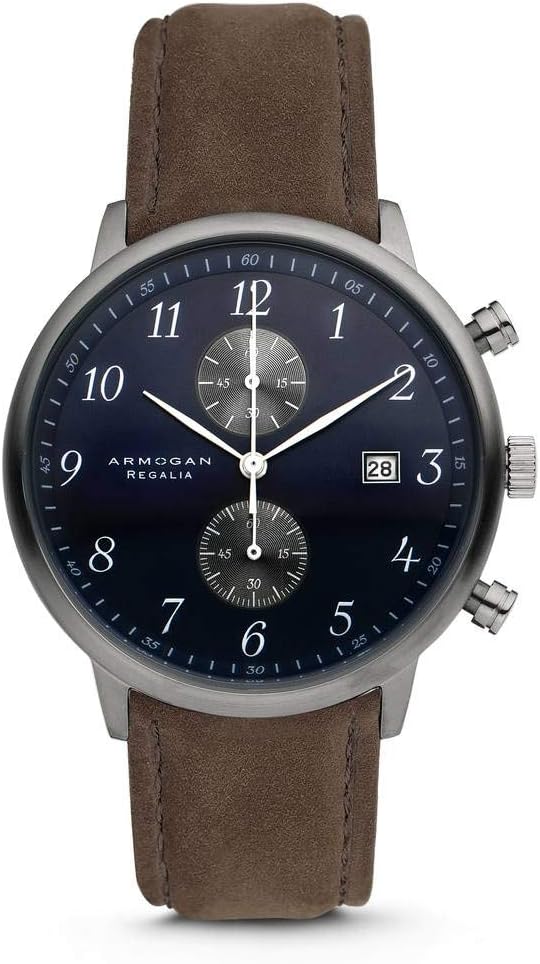 Regalia - Blue Sapphire S44 - Men's Chronograph Watch Suede Leather Strap