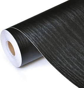 ASDASD PVC Autoadhesivo Impermeable Papel Tapiz de Madera Negro Rollo