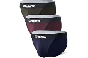 Separatec Men's Bikini Briefs Dual Pouch Bulge Enhancing Soft Support Breathable Mens String Bikini Briefs Tagless 3 Pack