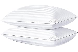 Glaciman Hotel Bed Pillows for Sleeping King Size Set of 2, Hotel Quality Pillows 2 Pack for Side and Back Sleepers, Breathable Cover and Down Alternative Filling, Grey Piping，20X36 inches