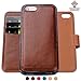 SHANSHUI Wallet Case Compatible with iPhone 5, 5S, SE (2016), Magnetic Detachable 2-in-1 PU Leather Case with 3 RFID Card Holders 1 Cash Pocket with Back Cover - Brown