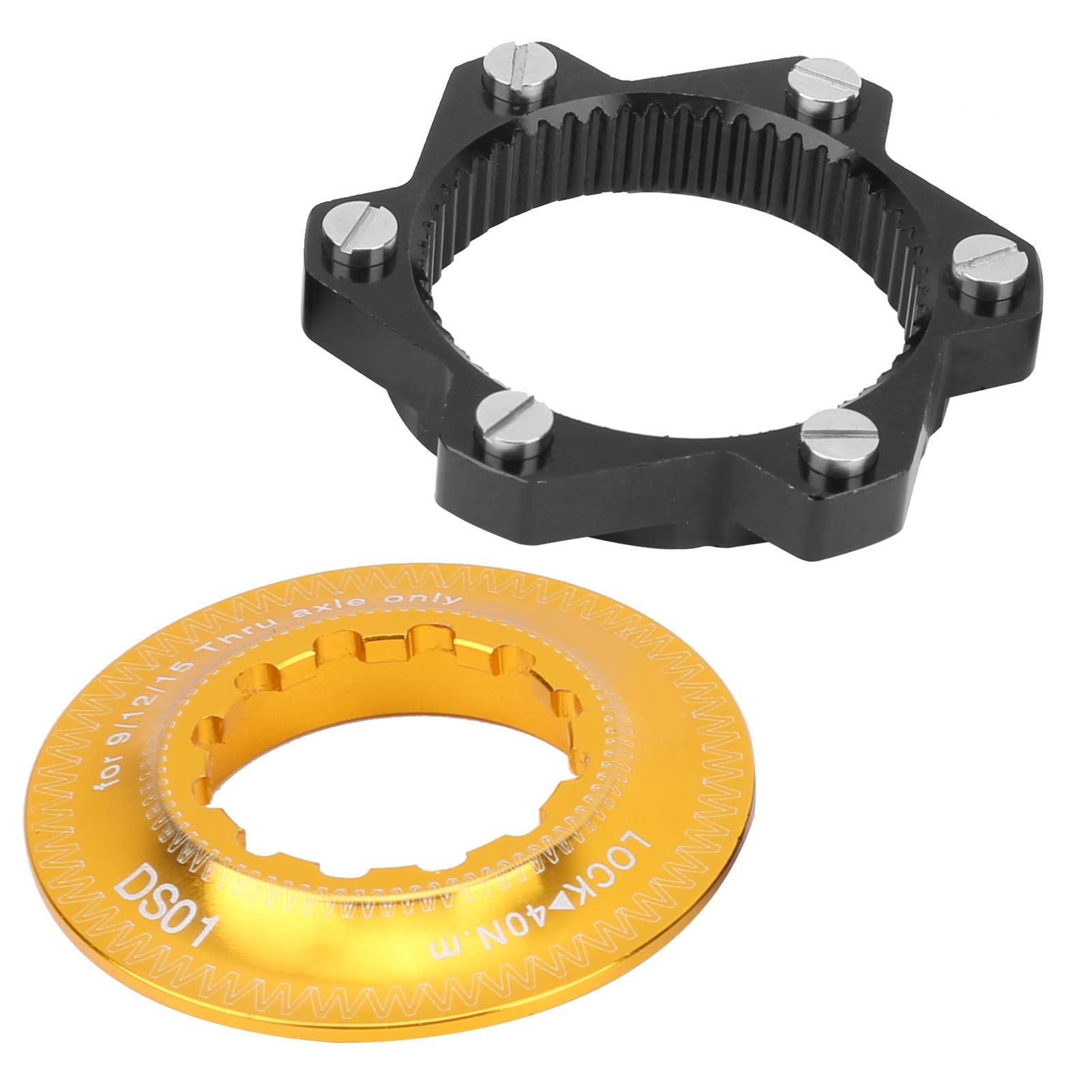 Keenso Bike Center Lock, Center Lock Adapter 6 Center Disc Brake Rotor Conversion Seat for Bicycle Mountain Bike(Black & Gold) Bicycles and spare partscenterlock adapter