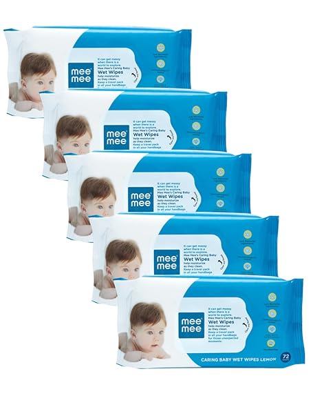 Mee Mee Baby Gentle Wet Wipes ((72 Pcs,Pack of 05), Lemon Gentle Multipurpose)
