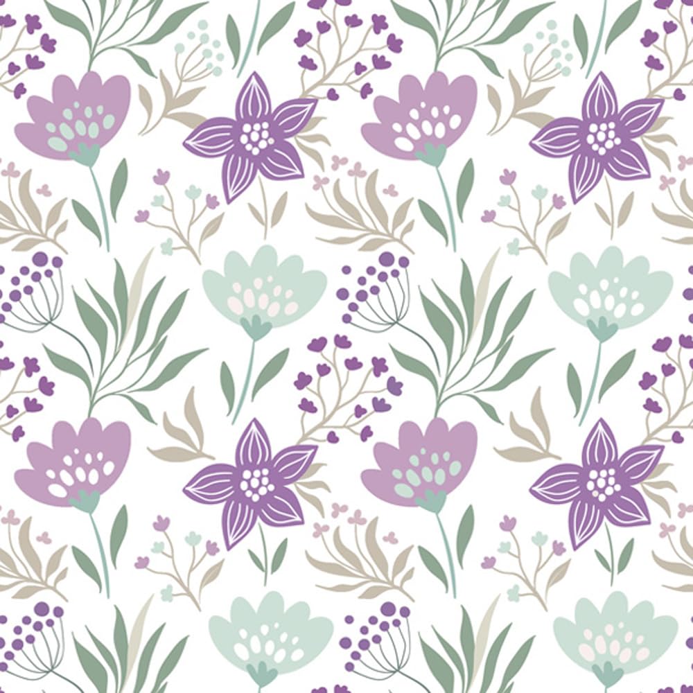 Daisy 3-Ply Spring Flowers Tissue Paper Napkins Serviettes for Decoupage Lunch 33cm x 33cm - Pack of 20 (Violet and Mint Flowers Wallpaper)