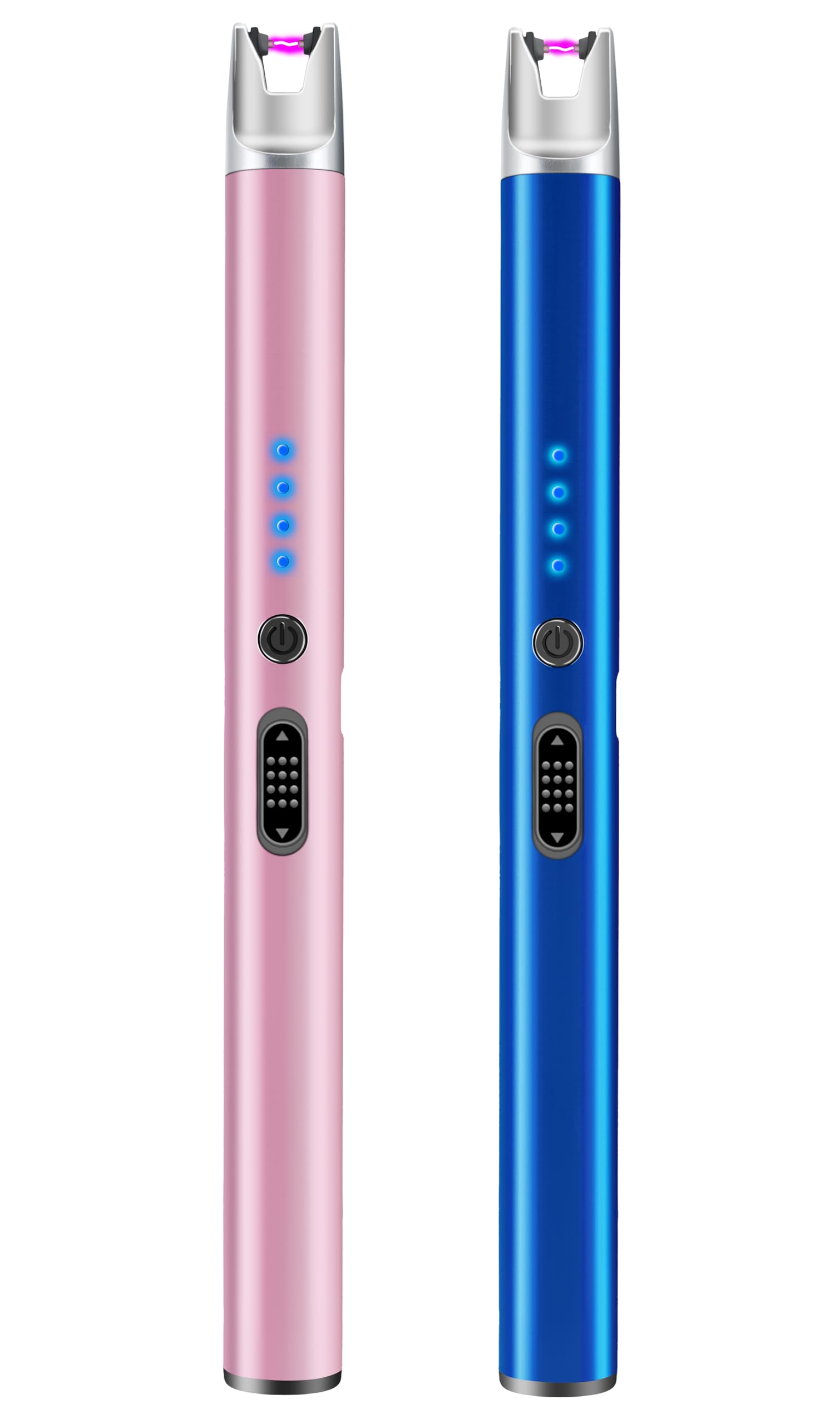 Photo 1 of 2 Pack Electric Candle Lighter USB Rechargeable Lighters Windproof Plasma Arc Lighters Flameless Type C Long Lighter with Safety Switch for BBQ Camping Birthday Fireworks(Pink+Blue)
